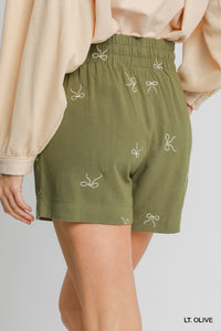 Linen Blend Bow Shorts in 2 Colors!