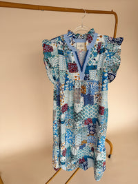 Patchwork Dress Blue Mix