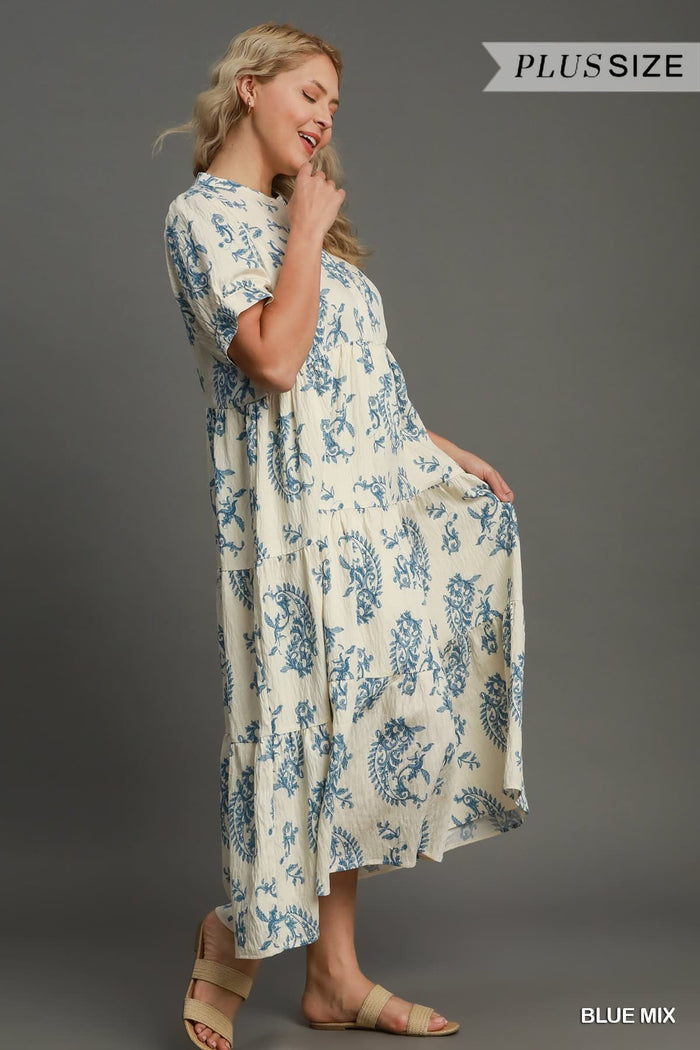 Curvy Blue Mix Maxi Dress