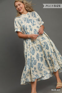 Curvy Blue Mix Maxi Dress