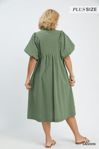 Smocked Front Yoke Midi Dress in 2 Colors!