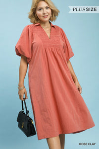 Smocked Front Yoke Midi Dress in 2 Colors!