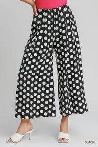 Playful Polka Dot Wide Leg Pant in Black