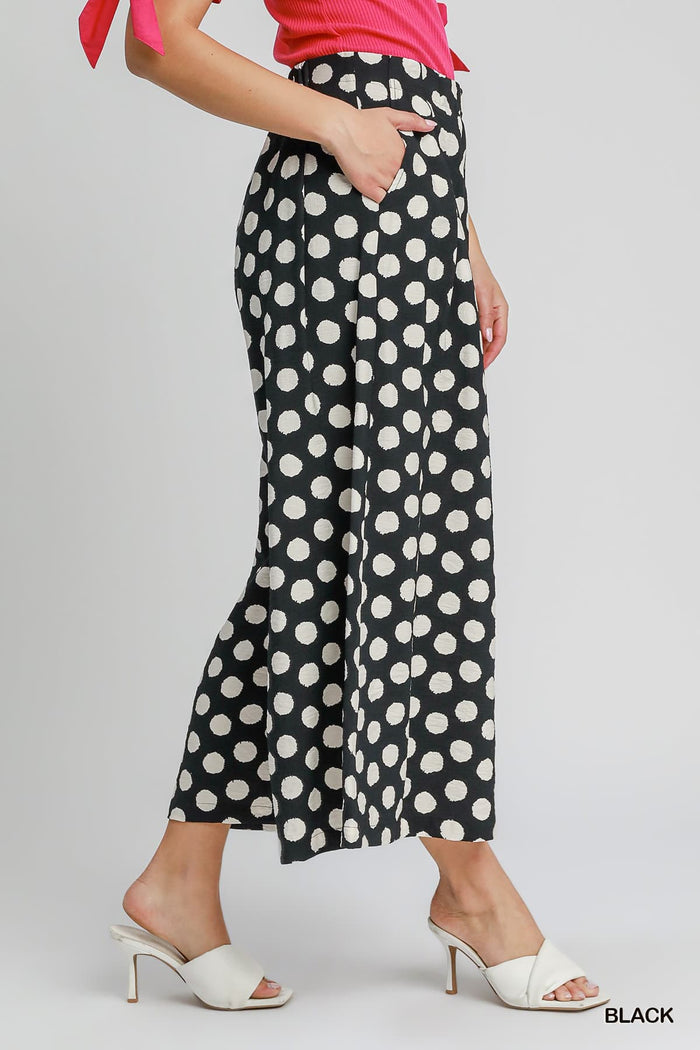 Playful Polka Dot Wide Leg Pant in Black