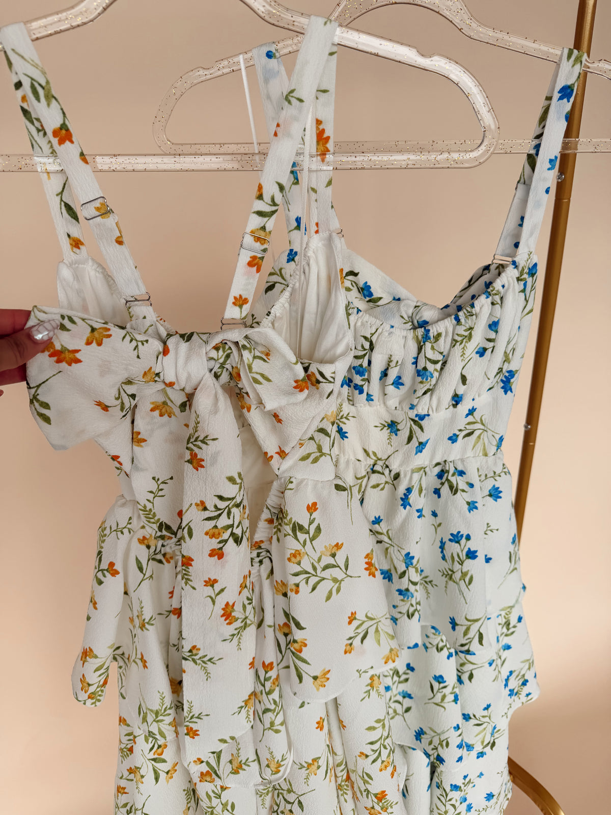 Floral Ruffle Back Tie Dress - 2 Colors