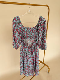 Floral Midi Dress in Blue Mix