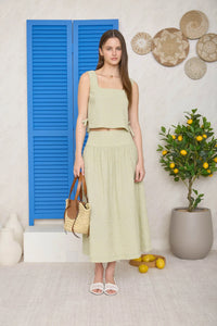 Plaid Sleeveless 2 Pc Set in Olive