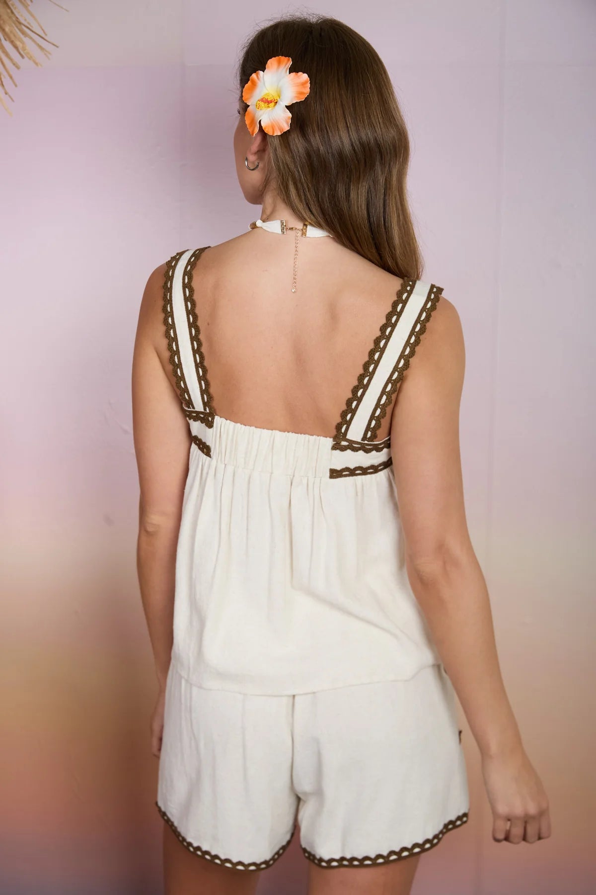 Contrast Scalloped Trim Set in Natural