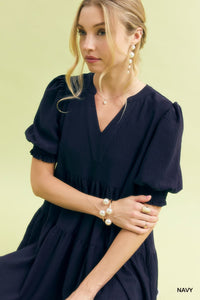 Solid V Neck Midi Dress- 2 Colors!