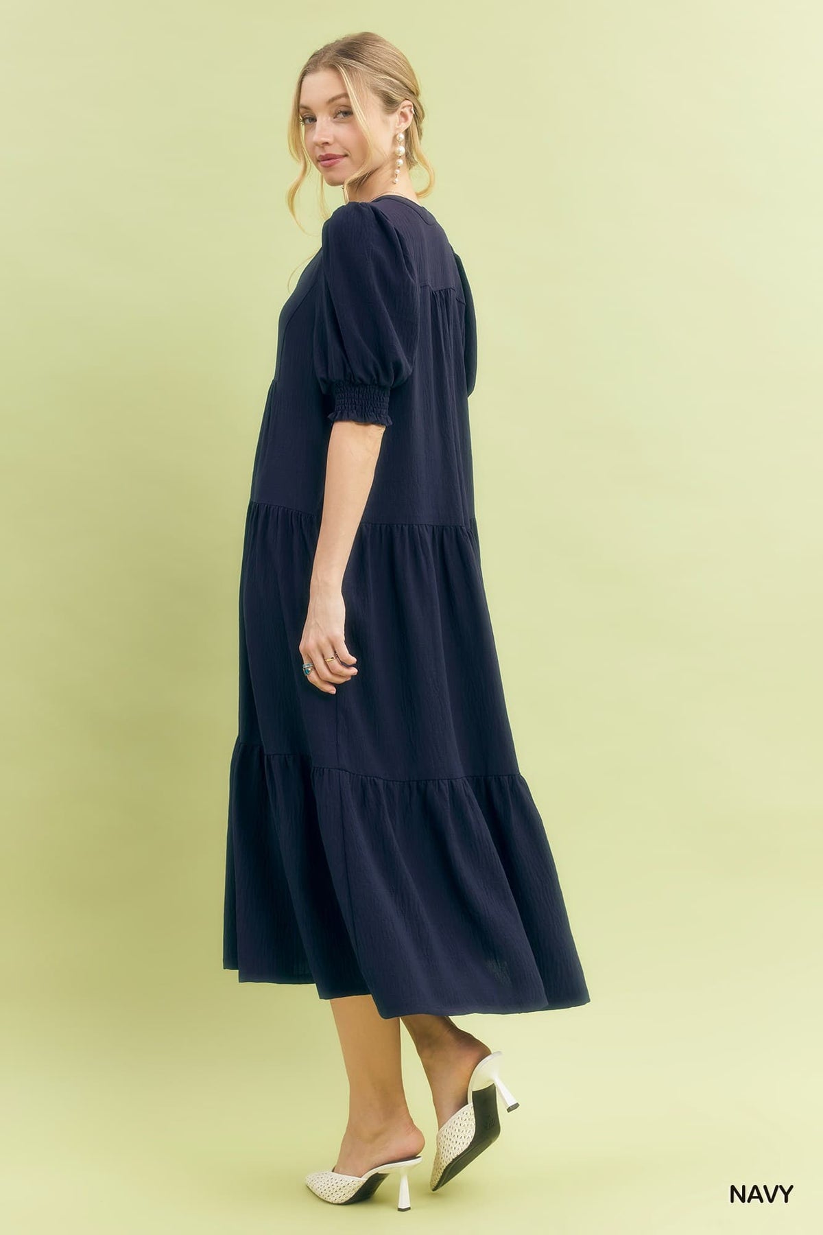 Solid V Neck Midi Dress- 2 Colors!
