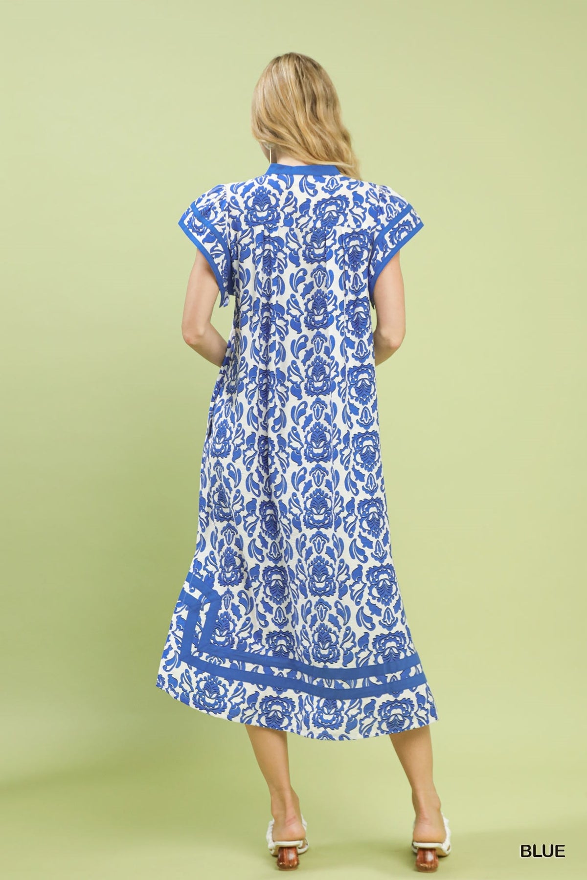 Abstract Two Tone Dress in Blue