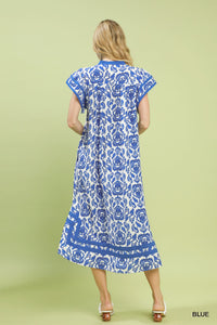 Abstract Two Tone Dress in Blue