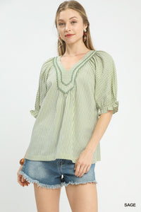 Stripe V Neck Top in 2 Colors!