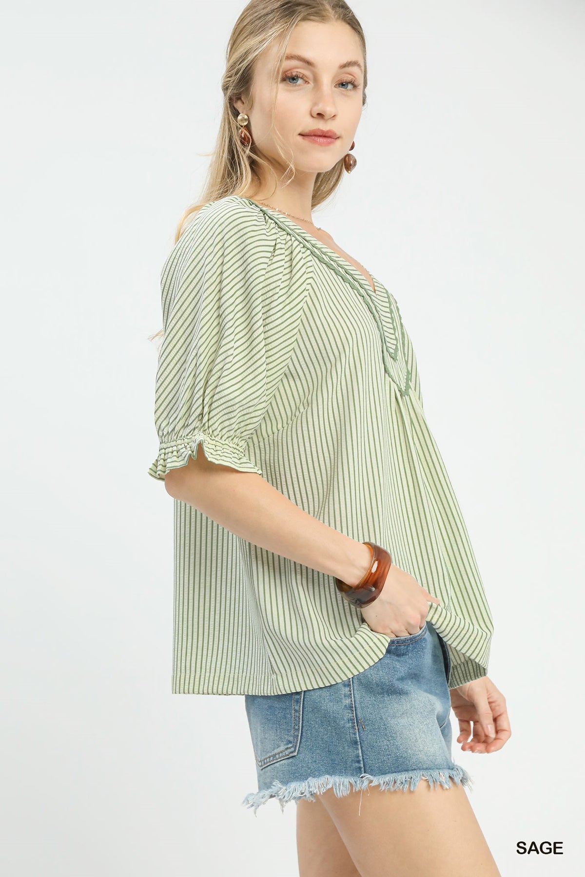 Stripe V Neck Top in 2 Colors!