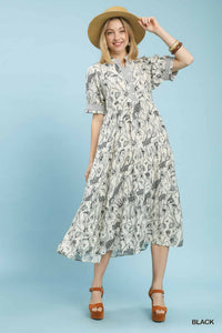 Floral Tiered Maxi Dress in Black