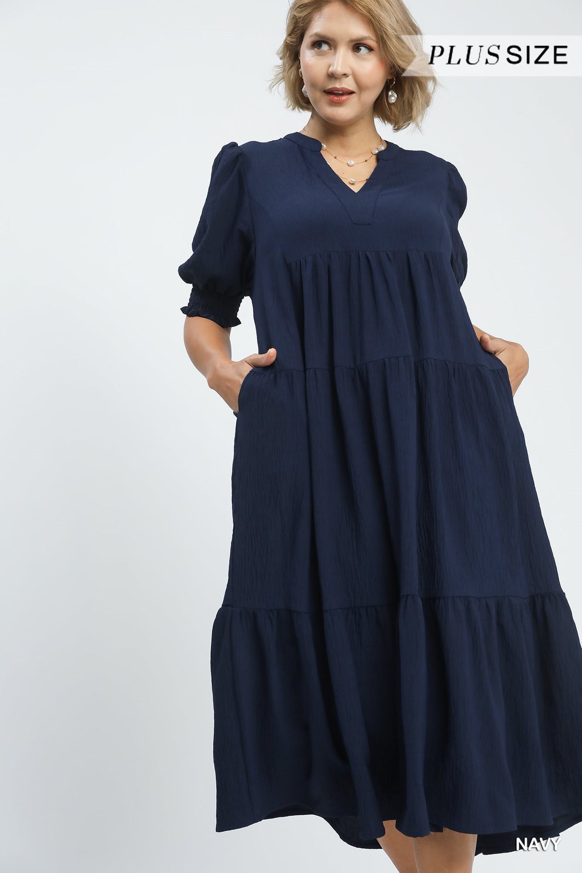 Solid V Neck Midi Dress- 2 Colors!