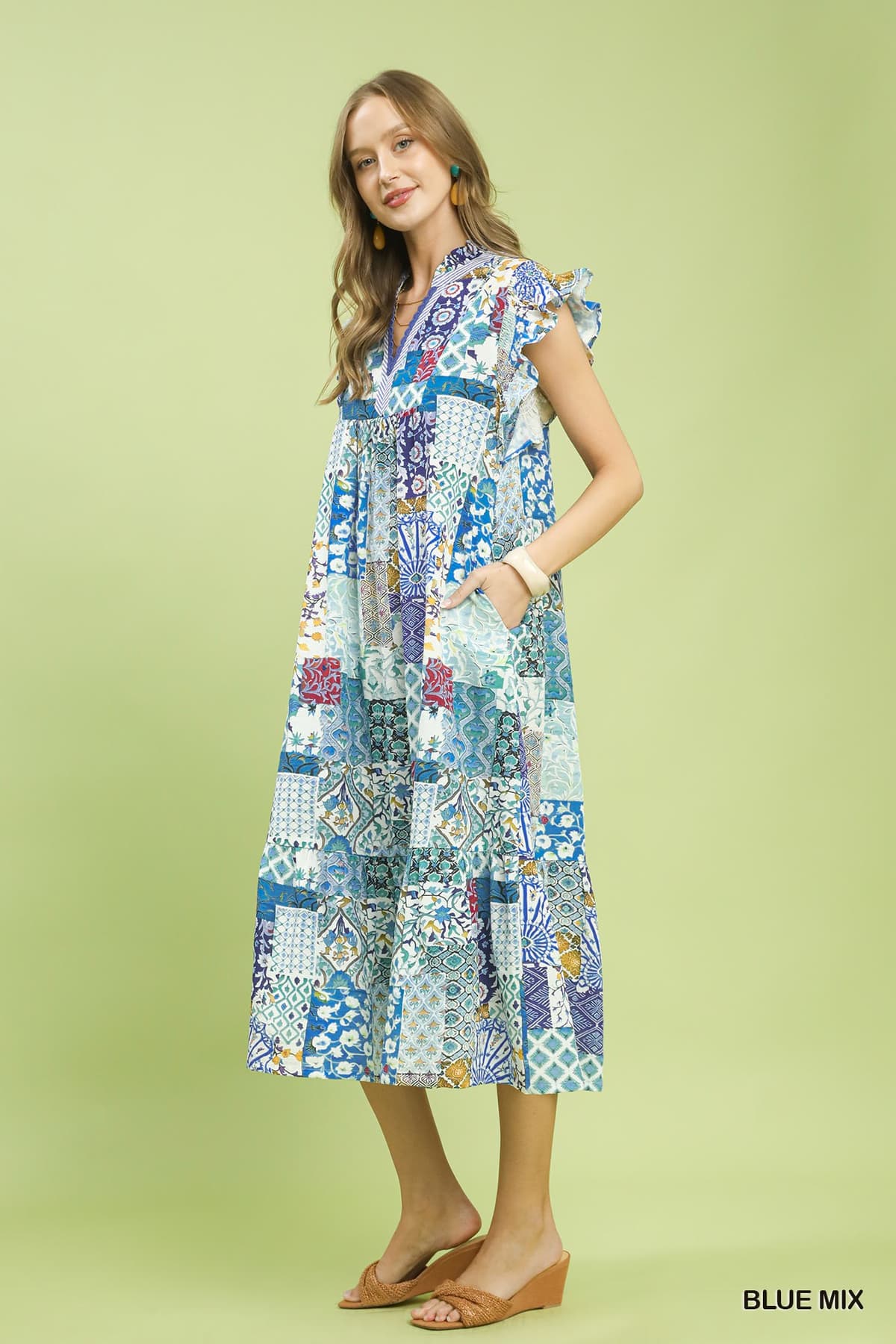 Patchwork Dress Blue Mix