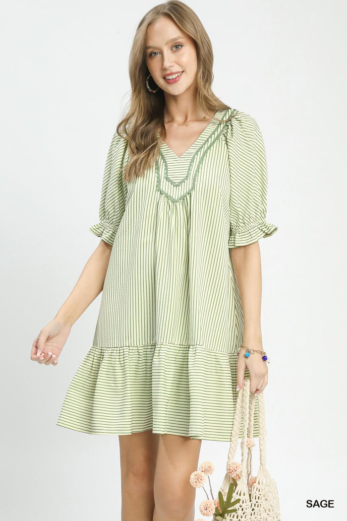 Striped Sage Green Dress