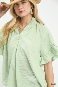 Textured Fabric Top in Sage