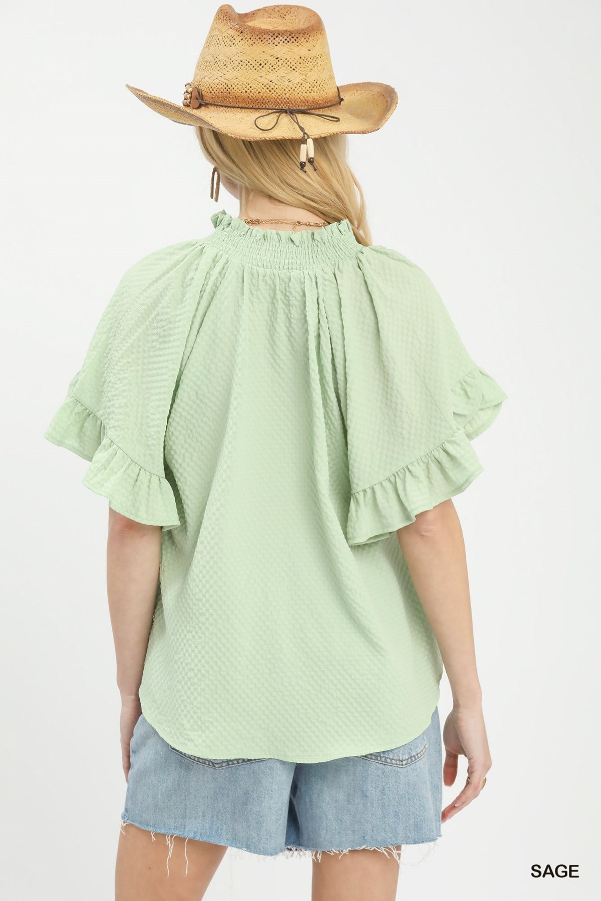Textured Fabric Top in Sage