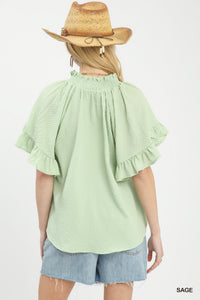 Textured Fabric Top in Sage