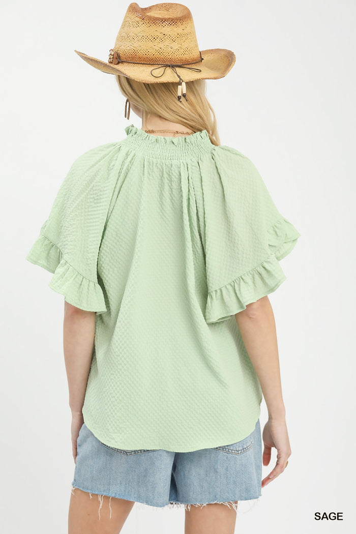 Textured Fabric Top in Sage