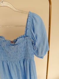 Smocked Front Dress in Peri Blue