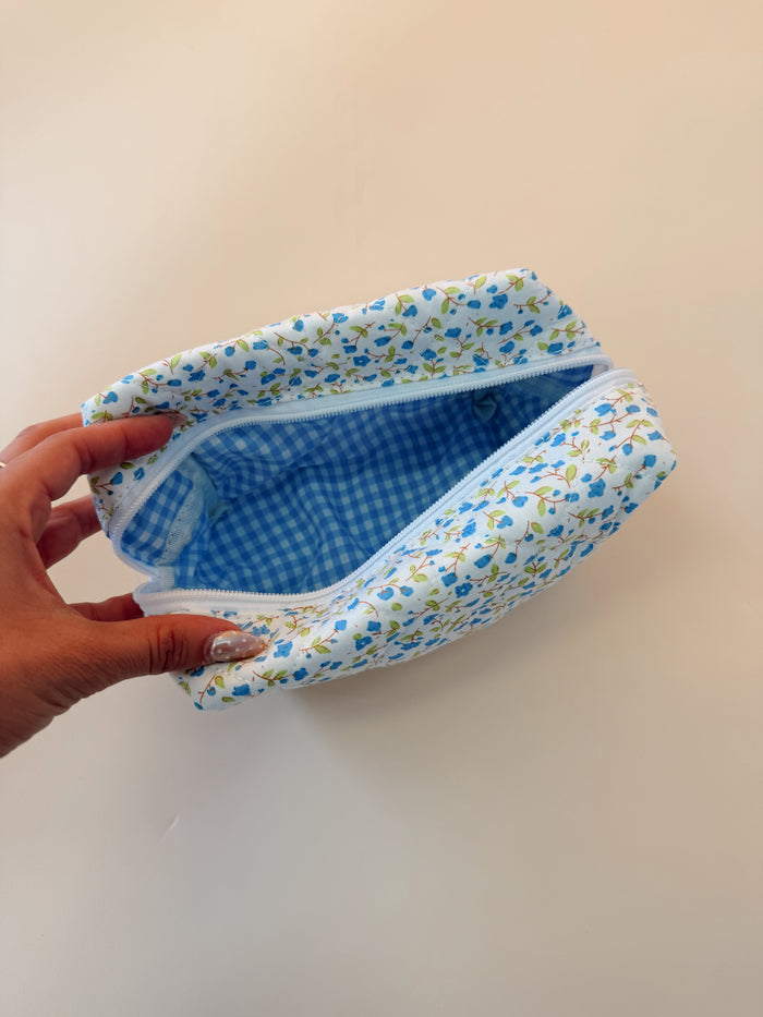 Ditsy Quilted Floral Cosmetic Pouch