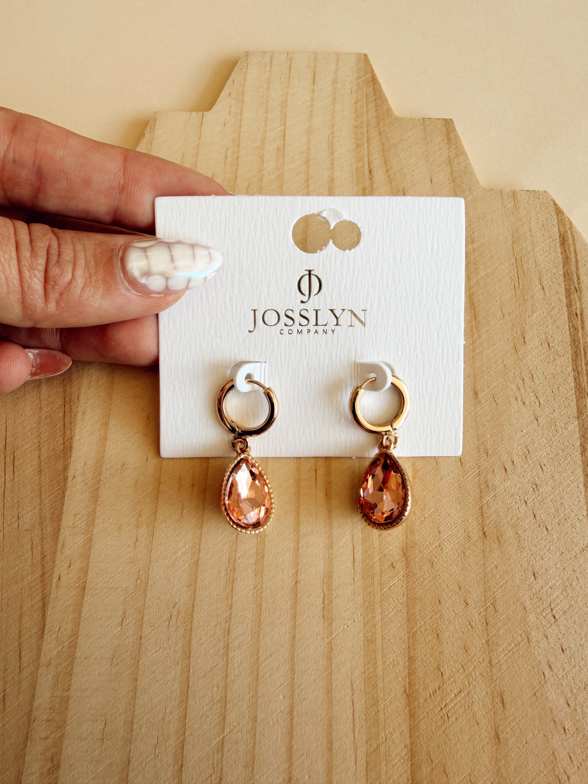 Drop Hoop Earrings in Peach