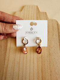 Drop Hoop Earrings in Peach