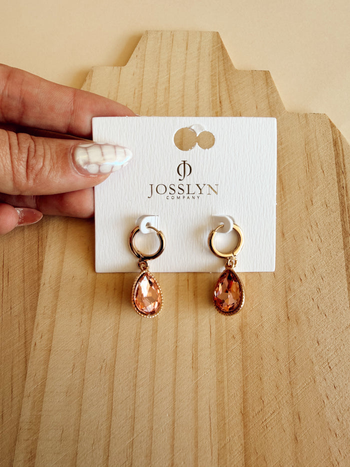 Drop Hoop Earrings in Peach