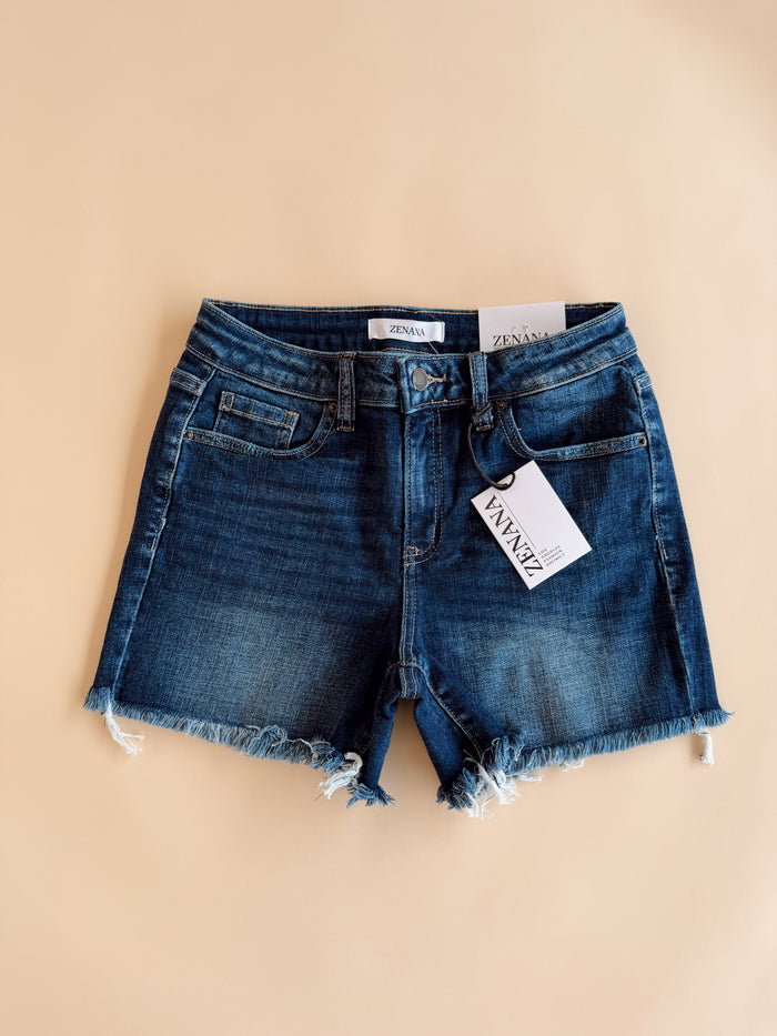 Fray Hem Shorts Dark
