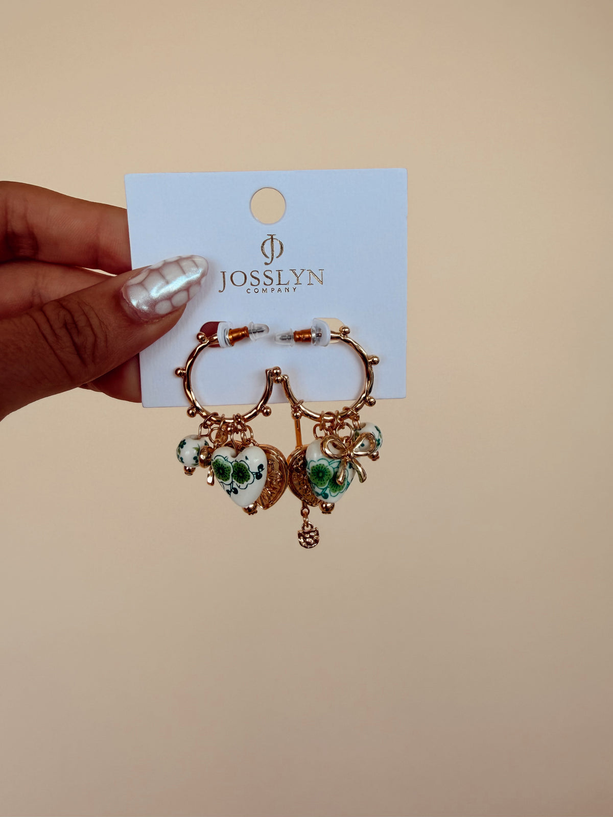 Chinoiserie Charm Hoops in Green