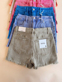 Fray Hem Stretch Denim Shorts - 7 Colors!