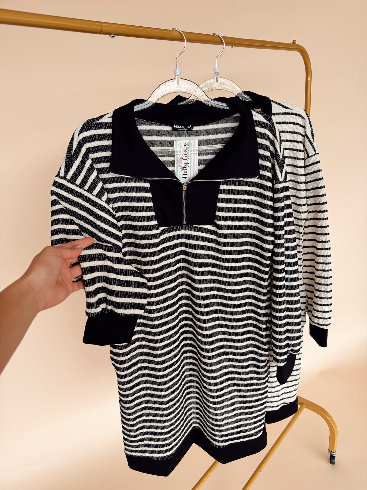 Zip Up Stripe Dress - 2 Colors!