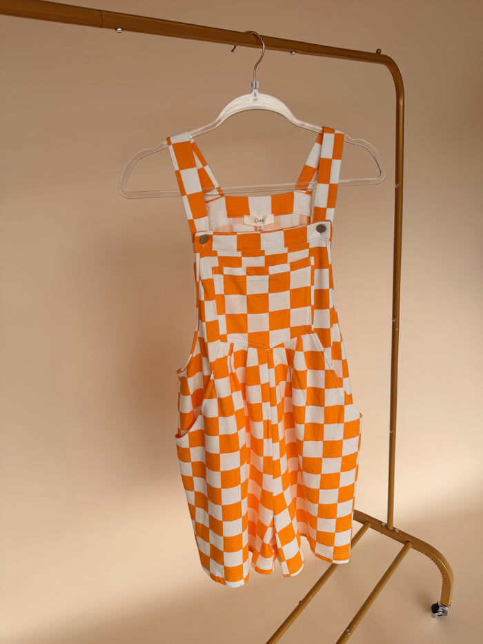 Checkerboard Overall Style Romper