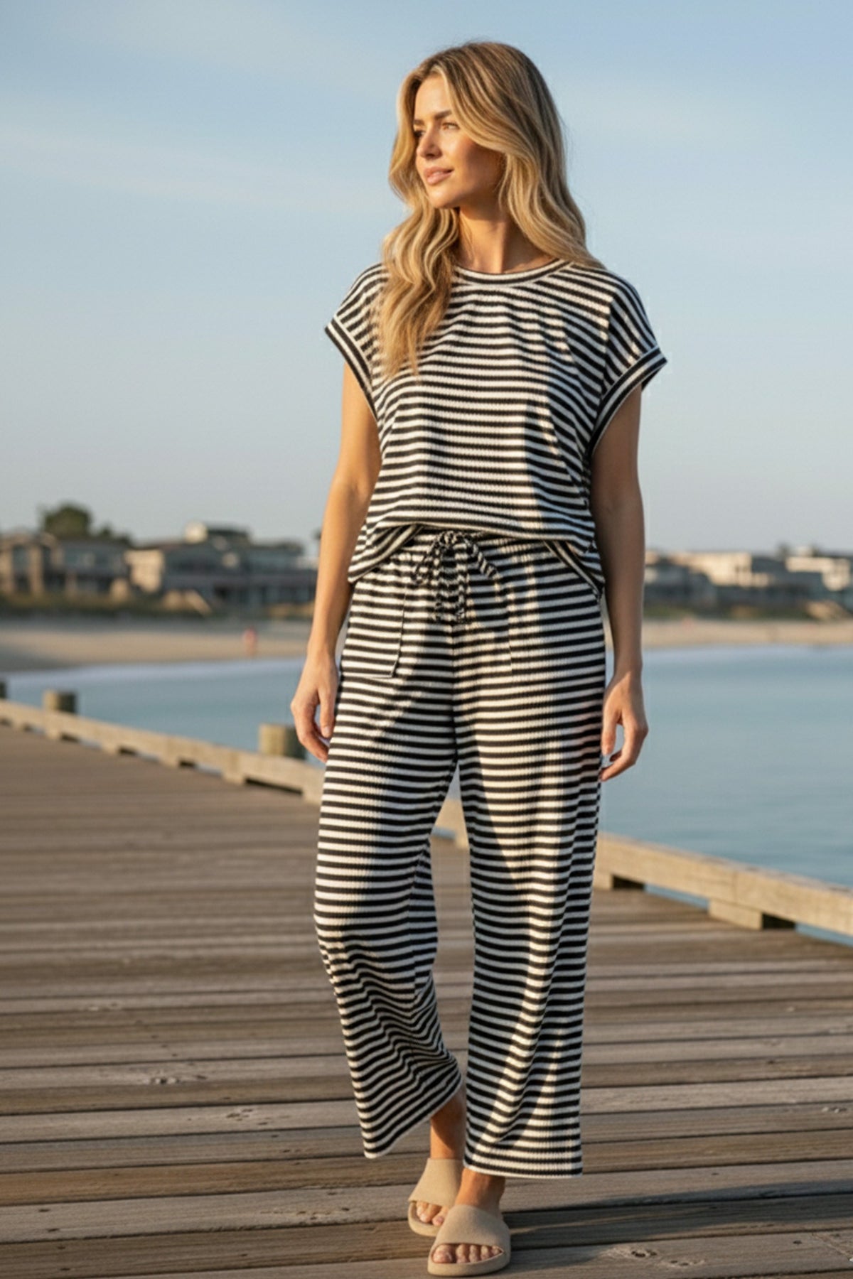 Striped Rib Top & Pants Set- 3 Colors!