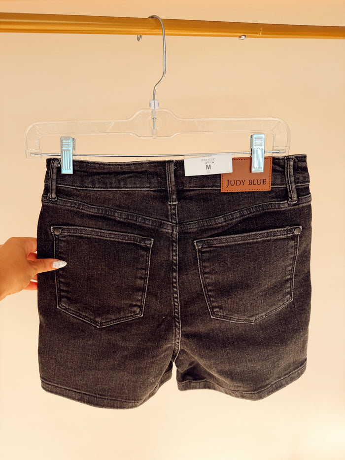 HW Tummy Control Washed Black Shorts