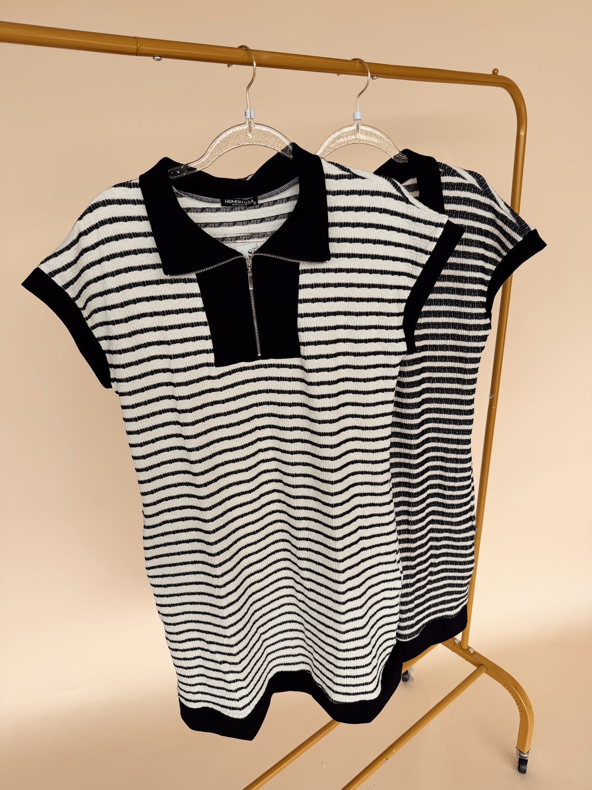 Zip Up Stripe Dress in SS - 2 Colors!