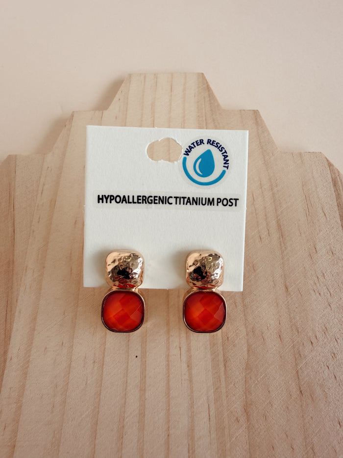 Orange/ Gold Epoxy Earrings