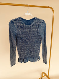 Smocked Peplum Long Sleeve - 2 Colors