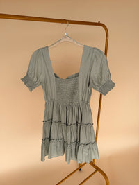 Square Neck Mini Dress in Sage