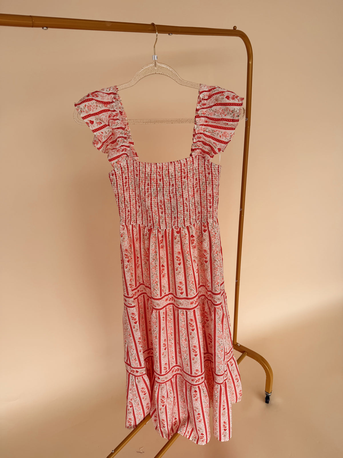Stripe Floral Dress Red Multi