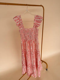 Stripe Floral Dress Red Multi