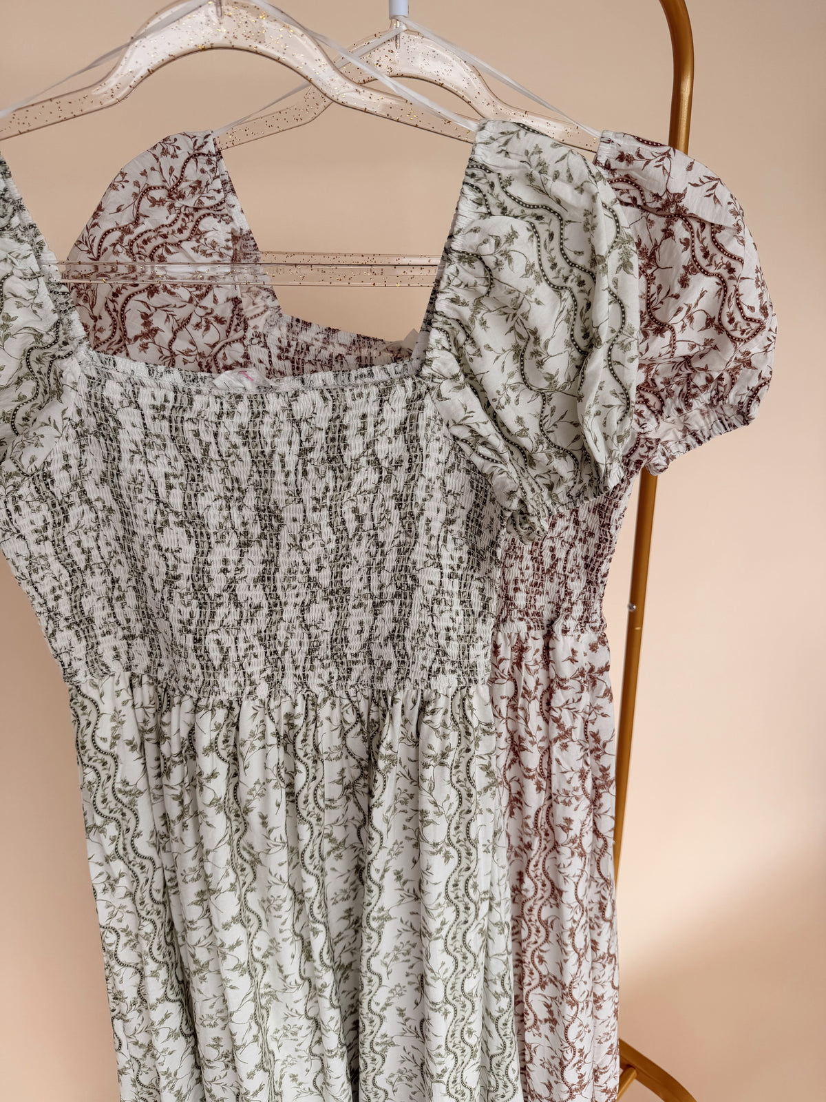 Wavy Floral Pattern Dress - 2 Colors!