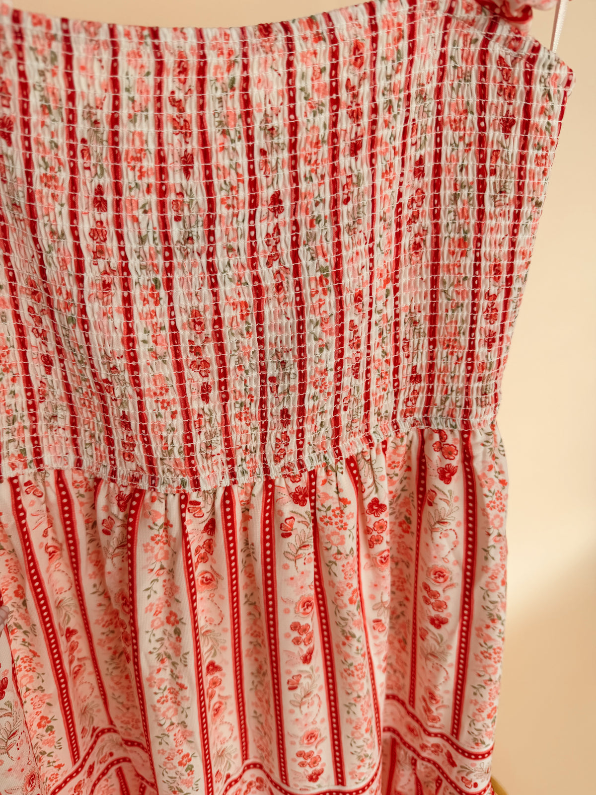 Stripe Floral Dress Red Multi