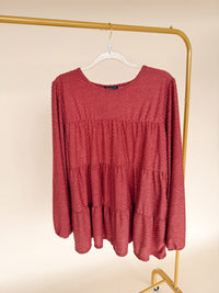 Curvy Swiss Dot Babydoll Top in Mauve