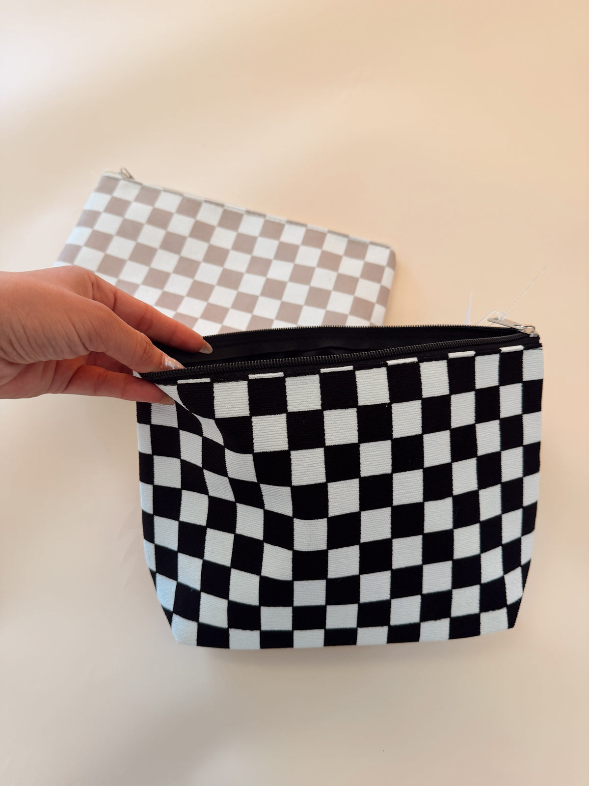 Checkered Travel Makeup Bag