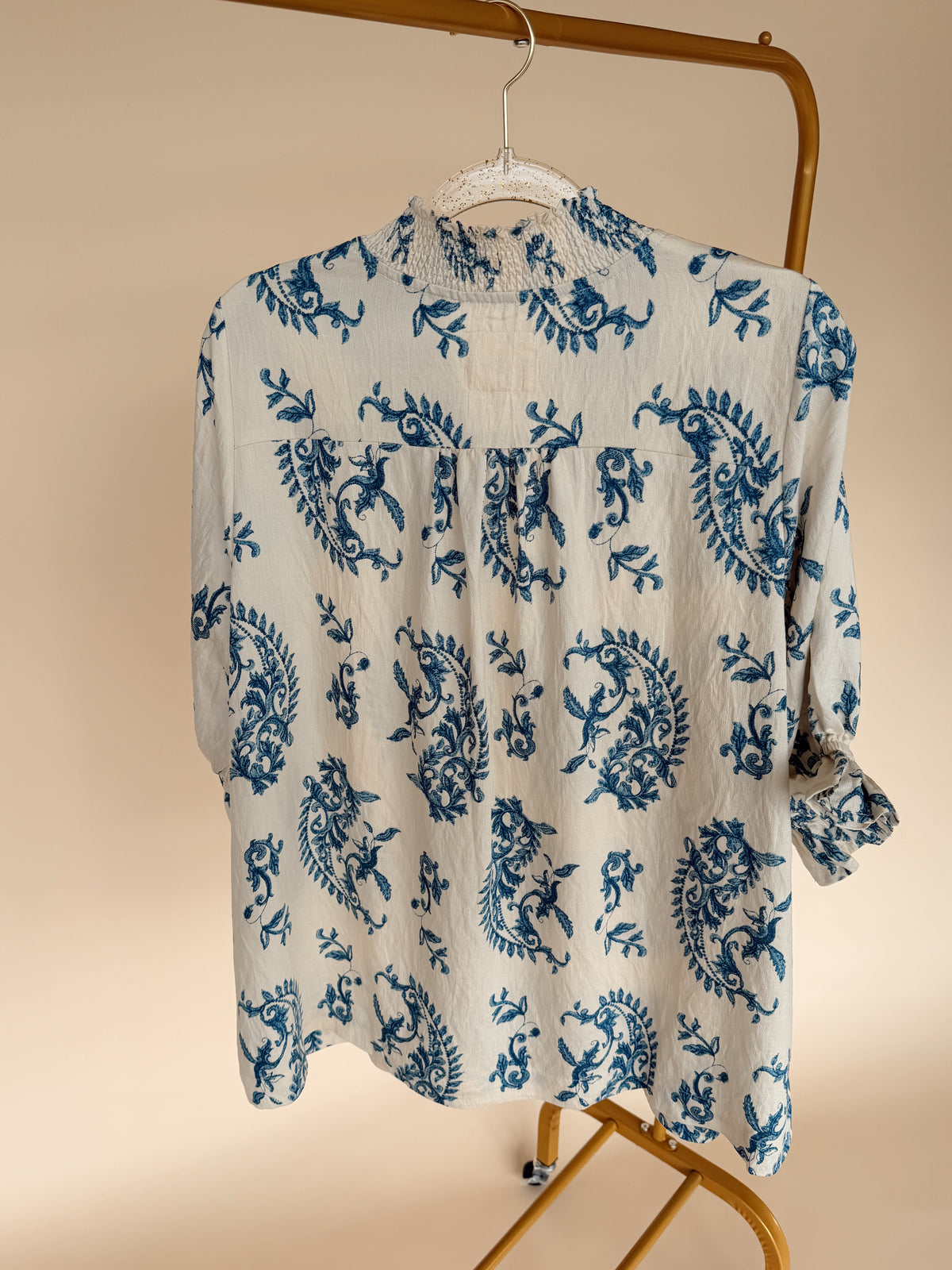 Curvy Blue Mix Print Blouse