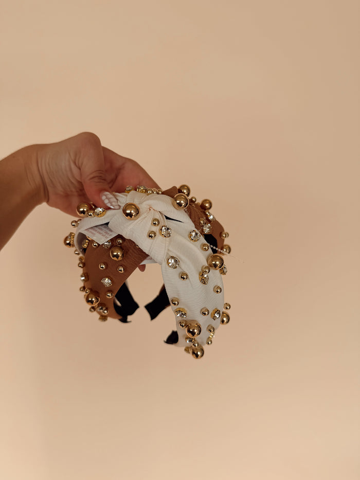 Gold Ball Rhinestone Headband - 2 Colors!
